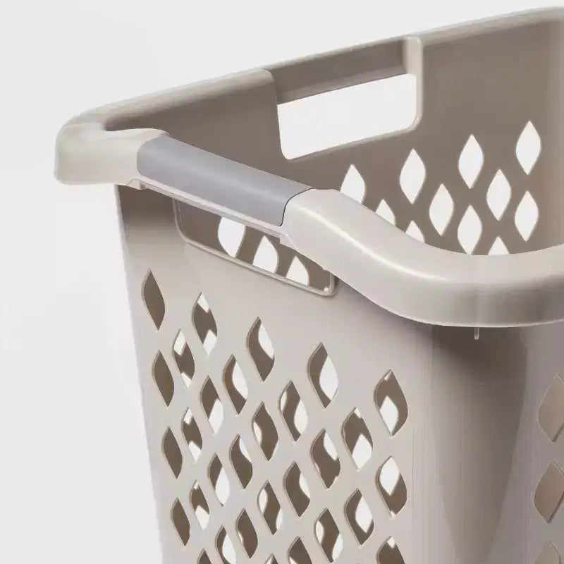 Cesto portabiancheria in plastica grigio Lamper da 2,1 bu con maniglie integrate, parte superiore aperta, 1 scomparto, capacità 19,55 litri