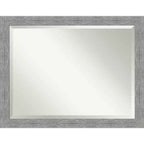 45"x35" Bark Rustic Framed Wall Mirror Gray - Amanti Art: Beveled, Polystyrene Frame, No Assembly