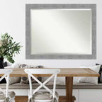 Specchio da parete rustico con cornice effetto corteccia da 45"x35" grigio: smussato, con cornice in polistirene, nessun assemblaggio