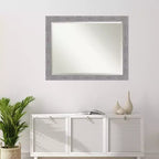 Specchio da parete rustico con cornice effetto corteccia da 45"x35" grigio: smussato, con cornice in polistirene, nessun assemblaggio