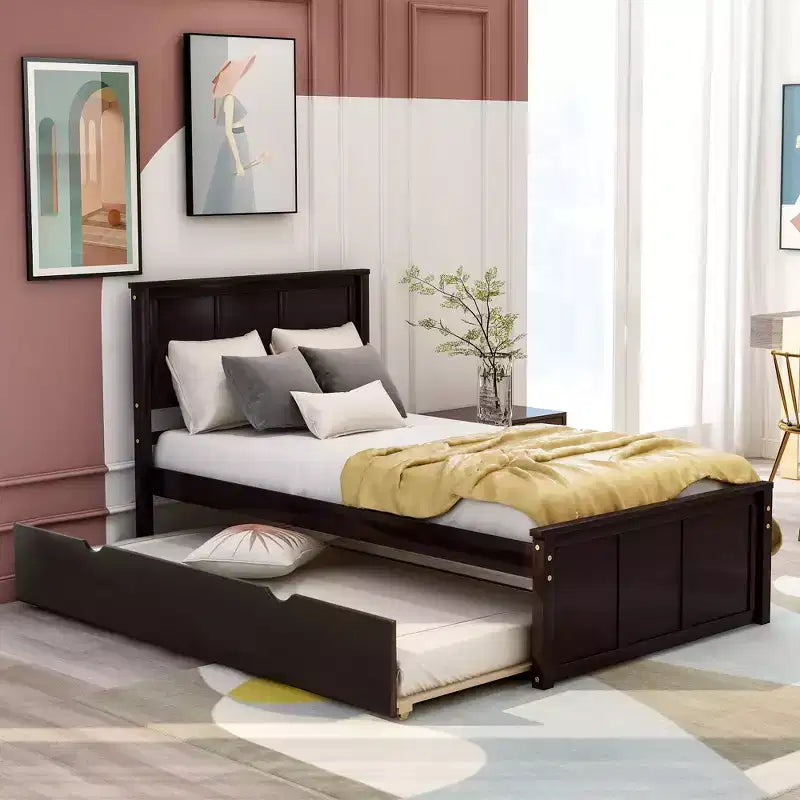 Double Bed Frame with 1 Drawer and 2 Wheels,Double Sofa Bed and Pull-Out Bed Frame Set Sofa Bed and Pull-Out Bed Frame Suitable for Family Bedrooms