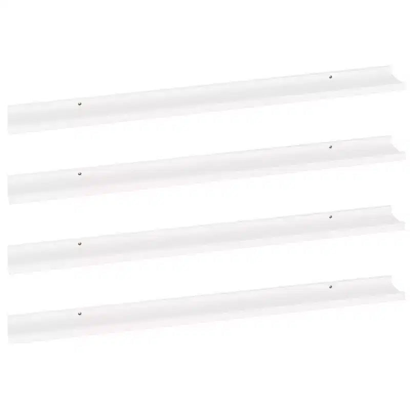 Set di 4 mensole a parete in MDF bianco, lunghe, rettangolari