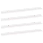 Set di 4 mensole a parete in MDF bianco, lunghe, rettangolari