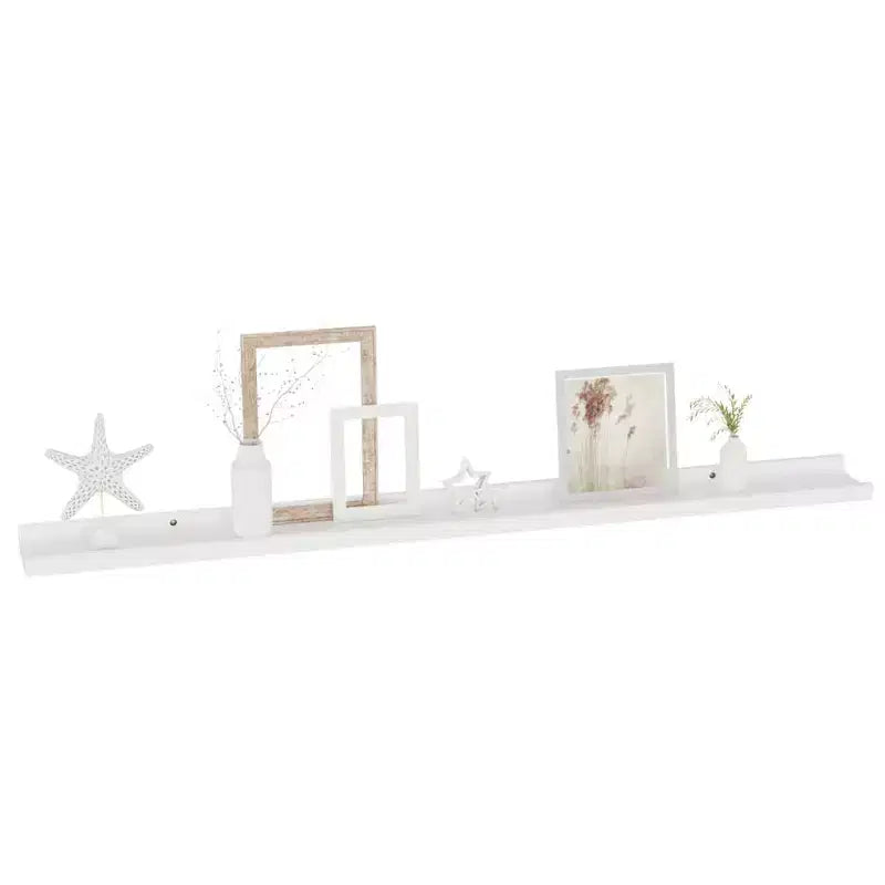 Set di 4 mensole a parete in MDF bianco, lunghe, rettangolari