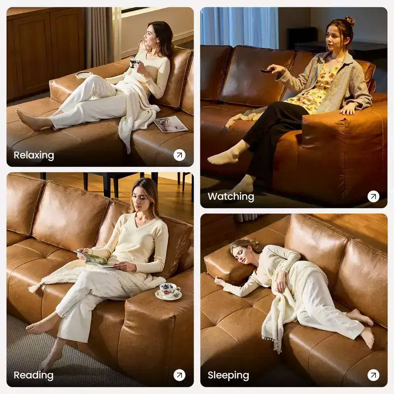 Divano Sezionale Modulare con Chaise Reversibile (Sinistra/Destra), in Pelle Sintetica a Spedizione Rapida o 4 Tessuti Shimmer: Nessun Montaggio, Schiuma ad Alta Densità e Molle Insacchettate