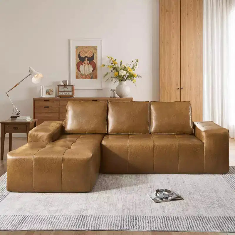 Divano Sezionale Modulare con Chaise Reversibile (Sinistra/Destra), in Pelle Sintetica a Spedizione Rapida o 4 Tessuti Shimmer: Nessun Montaggio, Schiuma ad Alta Densità e Molle Insacchettate