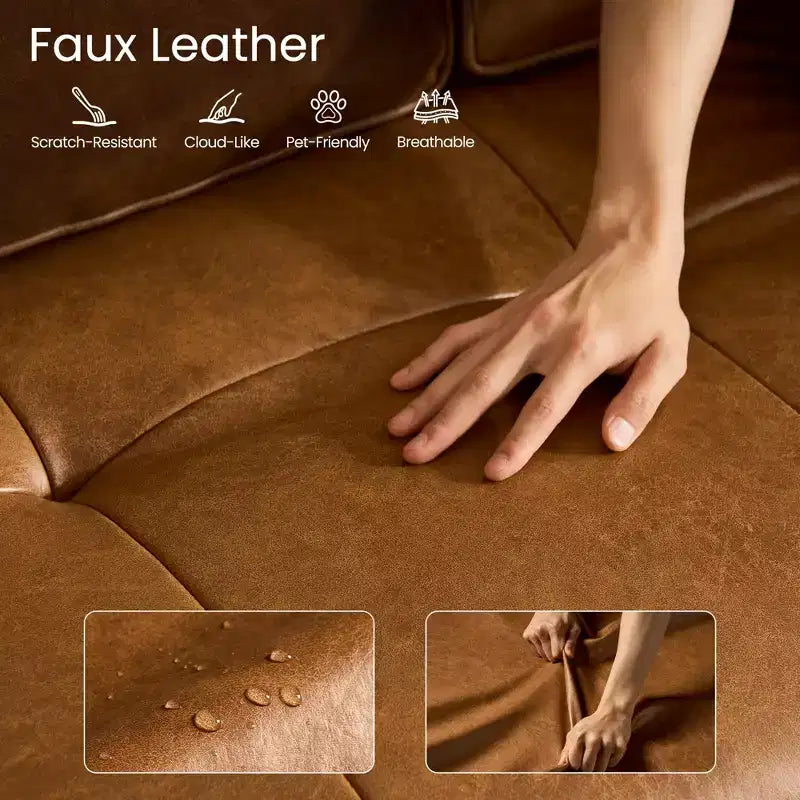 Divano Sezionale Modulare con Chaise Reversibile (Sinistra/Destra), in Pelle Sintetica a Spedizione Rapida o 4 Tessuti Shimmer: Nessun Montaggio, Schiuma ad Alta Densità e Molle Insacchettate