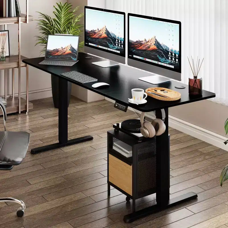 Celebalcony 63''Adjustable Height Standing Desk, Computer Desks with Memory Preset, Splice Tabletop