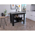 Isola cucina minimalista con contenitore, Tavolo isola cucina con 3 ampi ripiani sotto il tavolo, Organizer da piano per cucina
