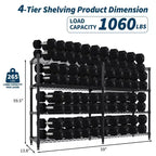 Scaffale in metallo resistente a 4 ripiani da 59 pollici di larghezza, capacità di 1060 libbre, mensola regolabile in filo metallico per dispensa, cucina, garage