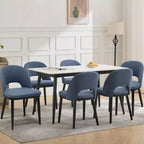 Set di 2 sedie da pranzo, sedie da cucina moderne imbottite in tessuto, schienale ergonomico curvo, gambe in legno di quercia, capacità di 136 kg, per ristorante/caffetteria