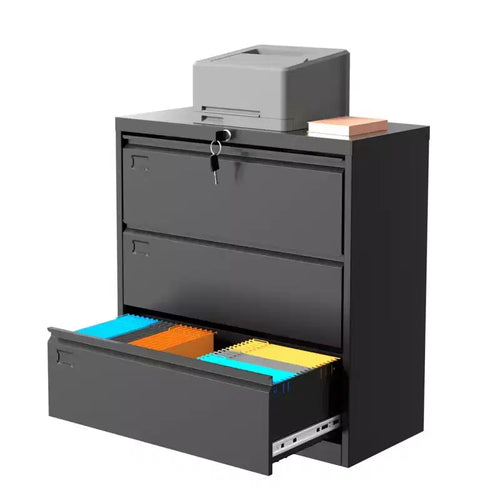1 Cold Rolled Steel 40Inch Height 3 Drawers Metal File Cabinet [3 Drawers Standard Lateral Filing Cabinet] Steel Plate With Coating