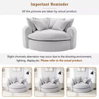 Chaise Longue Tonda 152 cm, Divano Loaf, Divano Tondo Senza Struttura, Letto Divano Completamente Imbottito con 8 Cuscini Decorativi