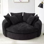 Chaise Longue Tonda 152 cm, Divano Loaf, Divano Tondo Senza Struttura, Letto Divano Completamente Imbottito con 8 Cuscini Decorativi