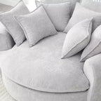 Chaise Longue Tonda 152 cm, Divano Loaf, Divano Tondo Senza Struttura, Letto Divano Completamente Imbottito con 8 Cuscini Decorativi