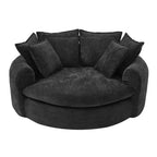 Chaise Longue Tonda 152 cm, Divano Loaf, Divano Tondo Senza Struttura, Letto Divano Completamente Imbottito con 8 Cuscini Decorativi
