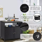 Mobiletto portaoggetti in vimini, tavolo da esterno in resina resistente alle intemperie con ante magnetiche e ripiano spazioso, perfetto per patio, giardino, cucina