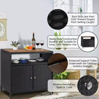 Mobiletto portaoggetti in vimini, tavolo da esterno in resina resistente alle intemperie con ante magnetiche e ripiano spazioso, perfetto per patio, giardino, cucina