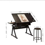 Tavolo da disegno in legno regolabile con 2 cassetti e ripiano, scrivania da disegno per ufficio e scuola per adulti/ragazzi