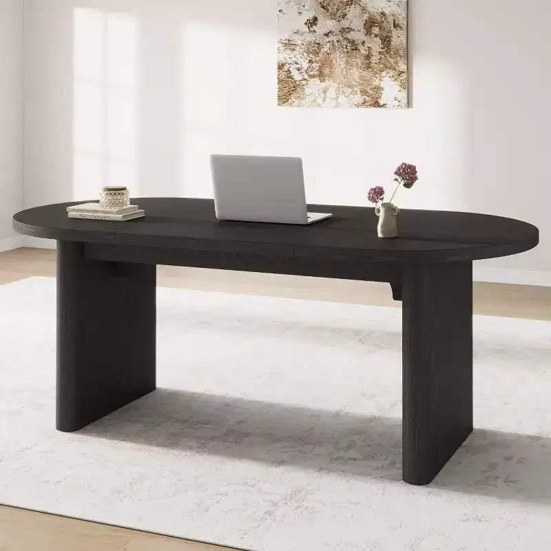 Tavolo da Pranzo Ovale da 180 cm per 6-8 Persone, Grande Tavolo da Cucina Rustico con Base Robusta in Legno Spesso per Cucina, Soggiorno, Ufficio