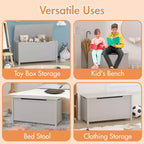 Cesta portagiochi in legno in stile moderno per bambini, con coperchio incernierato di sicurezza, adatta a bambini dai 2 anni in su (grigio)