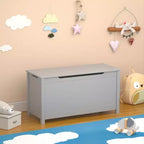 Cesta portagiochi in legno in stile moderno per bambini, con coperchio incernierato di sicurezza, adatta a bambini dai 2 anni in su (grigio)