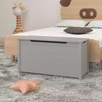 Cesta portagiochi in legno in stile moderno per bambini, con coperchio incernierato di sicurezza, adatta a bambini dai 2 anni in su (grigio)