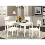 Set da pranzo 5 pezzi con piano in legno massello finitura bianco lino - 4 posti a sedere