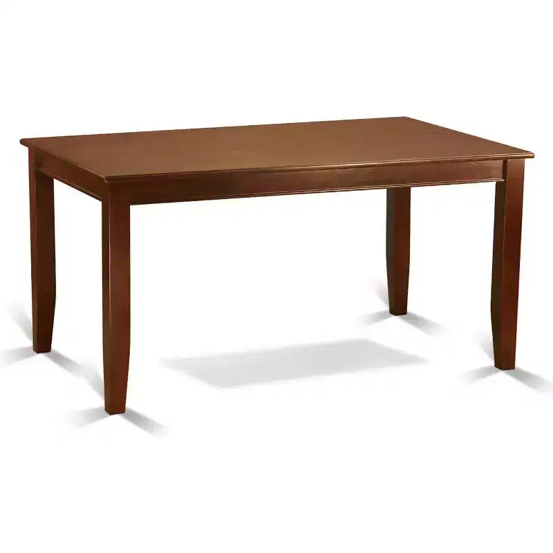 Tavolo da pranzo rettangolare a 5 pezzi con piano in legno massello con finitura mogano e 4 sedie Parson