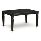 HomeStock 5-Piece Rectangle Black Finish Solid Wood Top Dining table with 4 Chairs