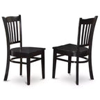 Tavolo da pranzo rettangolare a 5 pezzi con piano in legno massello finitura nera e 4 sedie