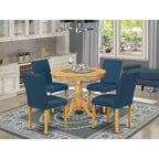 Set tavolo da pranzo rotondo per 4 persone - Tavolo da cucina da 36 pollici con 4 sedie - Finitura in rovere moderno
