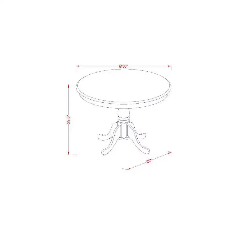 Set tavolo da pranzo rotondo per 4 persone - Tavolo da cucina da 36 pollici con 4 sedie - Finitura in rovere moderno