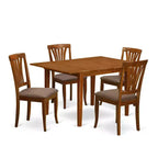 3-Piece Saddle Brown Finish Solid Wood Top - Dining Room Set - Seats 4