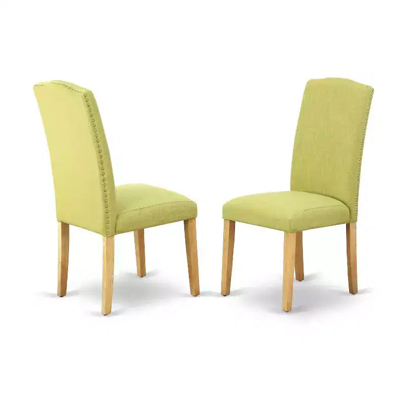 Set da pranzo rotondo moderno 5 pezzi - Tavolo da 36" e 4 sedie - Gambe in rovere, tessuto in lino