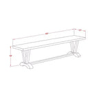 Tavolo da pranzo rettangolare a 3 pezzi con piano in legno massello con finitura Jacobean anticata e 2 panche