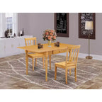 Set da pranzo salvaspazio con tavolo a ribalta a 3 pezzi in legno massello con finitura quercia marrone naturale