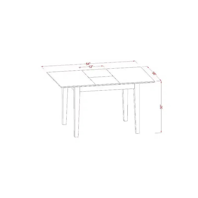 Set da 5 pezzi per sala da pranzo rettangolare in legno massello con finitura mogano e prolunga a farfalla - 4 posti a sedere