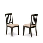 Tavolo da pranzo rettangolare a 6 posti con piano in legno massello finitura cappuccino, 1 panca, 4 sedie