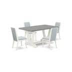 HomeStock 5-Piece Rectangle Natural Oak Finish Solid Wood Top Dining table with 4 Chairs