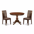 3-Piece Mahogany Finish Solid Wood Top - Dining Room Set - Seats 4