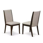 Set da pranzo 5 pezzi in legno massello con finitura mogano, rivestito, con schienale alto - 4 posti a sedere