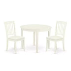 3Pc Dinette Set - Kitchen Table & 2 Dining Chairs - White Finish - Small Space Friendly