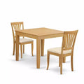 HomeStock 3-Piece Natural Brown Oak Finish Solid Wood Top Dining Table Set