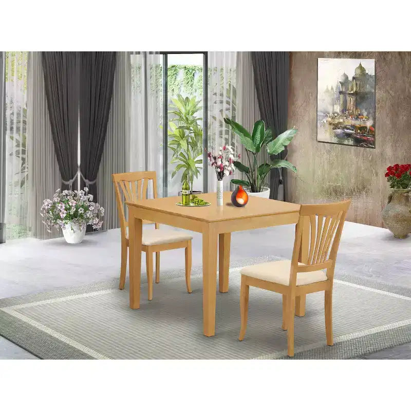 Set Tavolo da Pranzo a 3 Pezzi con Piano in Legno Massello Finitura Rovere Marrone Naturale
