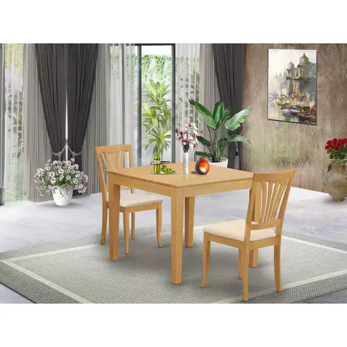 Set Tavolo da Pranzo a 3 Pezzi con Piano in Legno Massello Finitura Rovere Marrone Naturale