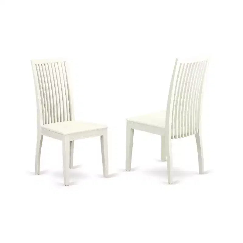 Set da tavolo da pranzo 3 pezzi in legno massello con finitura bianca lino