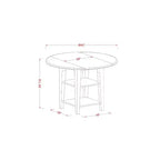 Set da pranzo rotondo da 5 pezzi in legno massello con finitura lino bianco e prolunga - 4 posti a sedere