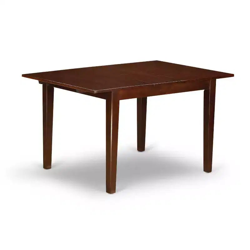 Set da pranzo 3 pezzi con piano rettangolare in legno massello con finitura mogano e prolunga a farfalla