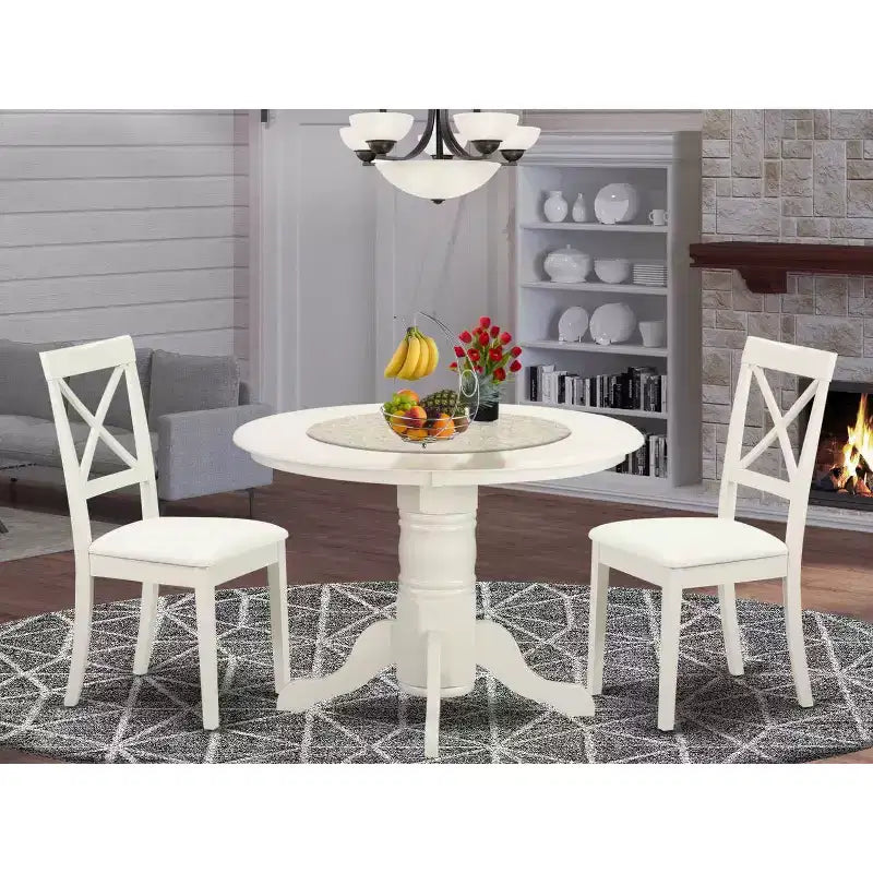 Set Dinette 3 Pezzi - Tavolo Rotondo da Cucina e 2 Sedie da Pranzo - Design Salvaspazio